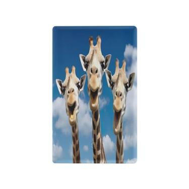 Imagem de Wassud Placa de cobertura de interruptor de luz de três girafas, 1 capa de tomada em branco placa de parede decorativa decoração de casa sala de estar quarto