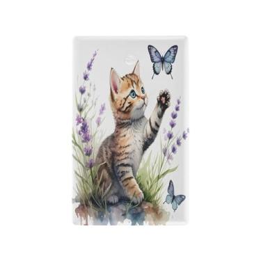 Imagem de Wassud Playful Kitten Light Switch Cover Plate Decorativas para Tomadas Elétricas Placa de Parede em Branco 11 x 7 cm