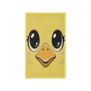 Imagem de Wassud Placa de cobertura para interruptor de luz, 1 capa de tomada em branco, placa de parede, rosto de pato fofo, decoração de casa, sala de estar, quarto, decoração