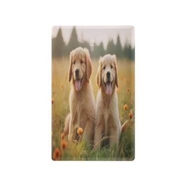 Imagem de Wassud Placa de cobertura de interruptor de luz, capas de tomadas duplas, placas de parede, decorativas, tomadas elétricas, cachorros fofos, decoração de sala de estar