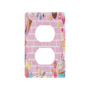 Imagem de Wassud Placa de cobertura de interruptor de luz colorida tema sobremesa decorativa capas de tomada placa de parede para tomadas elétricas duplex 4,53 x 2,76 polegadas