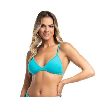 Imagem de Top Biquíni Cortininha Fixo Liso - Cor de Cacau, GG, Azul turquesa mia