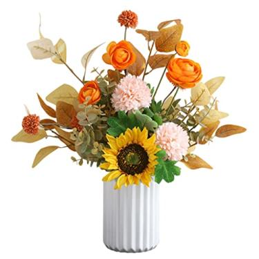 Imagem de LMJYU Flores artificiais para decoração de casa, arranjos de flores de seda, buquês de casamento, plantas artificiais de flores falsas