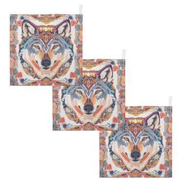 Imagem de STAYTOP Lindas toalhas de banho de musselina com estampa de lobo de malha pacote com 3 - panos macios de rosto para recém-nascidos, toalhas de banho e rosto absorventes para bebês, lenços de algodão