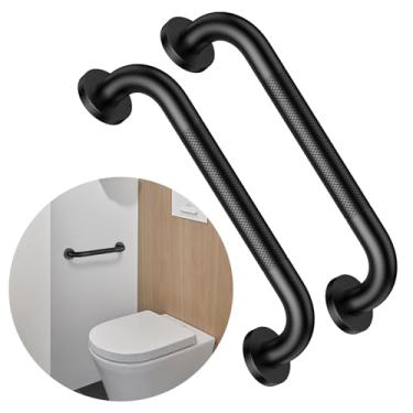 Imagem de Barra de apoio antiderrapante para banheiro de 30,5 cm, pacote com 2 barras de apoio Munzong para banheiras, barra de equilíbrio serrilhada para deficientes, suporte de trilho de mão de segurança para