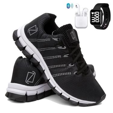 Imagem de Tênis Masculino Para Corrida Academia Caminhada Confortável Super Leve + Fone + Relógio-Masculino