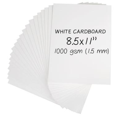 Imagem de Folhas de papelão resistentes de 21,5 x 28 cm - 1000 g/m2 (1,5 mm de espessura) - 20 folhas de papelão para encadernação, quadros de livros, suporte e artesanato - Alternativa resistente para folhas