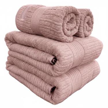 Imagem de Jogo De Toalha Banhão Gigante Buddemeyer Fio Penteado Canelado 4pçs Al