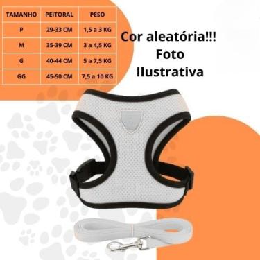 Imagem de Coleira Peitoral Ajustável para Cachorro e Gato com Guia – Peitoral Respirável Refletivo, Confortável e Seguro, Material Poliéster para Passeio(1 unidade - Aleatória,GG)