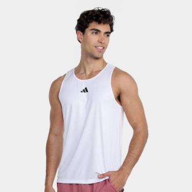 Imagem de Regata Adidas Treino Básica Masculina, Branco, Preto, P