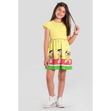 Imagem de Vestido infantil menina Turma da Mônica Brandili -Amarelo, 4, Amarelo