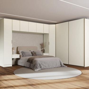 Imagem de Guarda-roupa Modulado de Canto Obliquo 8 Peças com 9 Portas Orion Cabecasa Madeiraoriginals Aveia