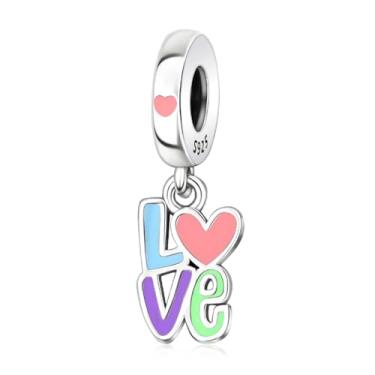 Imagem de Amieween S925 Pingentes de Amor Coloridos, Presente para Casal de Amigos de Família, Aniversário de Natal, Dia dos Namorados, Pulseira e Colar Pingente Pingente Pingente para Mulheres Pandora