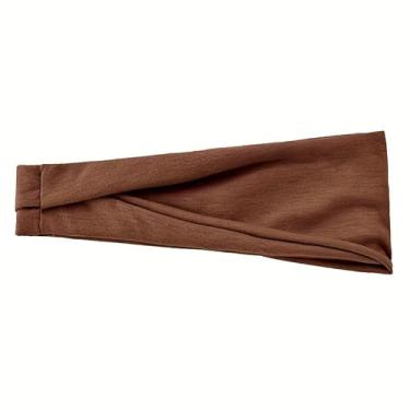 Imagem de 1 faixa de cabelo feminina de cor sólida, lenço de cabeça retrô elástico largo para ioga, esportes, maquiagem, uso diário, café