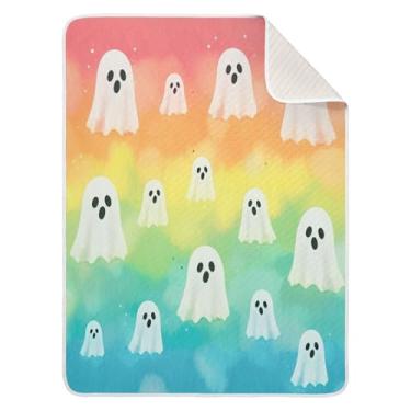 Imagem de Qilmy Cobertor de bebê Rainbow Spook 76 x 101 cm, cobertor infantil de algodão macio para meninos e meninas, cobertor leve e quente para bebês de berço, soneca, recém-nascidos