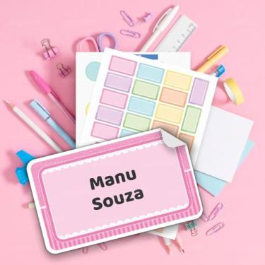 Imagem de Kit Etiquetas Escolares Infantis 03 Tema Cores Pastel Personalizadas com Nome para Material Escolar Infantil