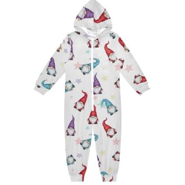 Imagem de Macacão infantil unissex branco colorido Gnomos, macacão de peça única para meninos e meninas 4 anos, Gnomos coloridos brancos, 7-8 Anos
