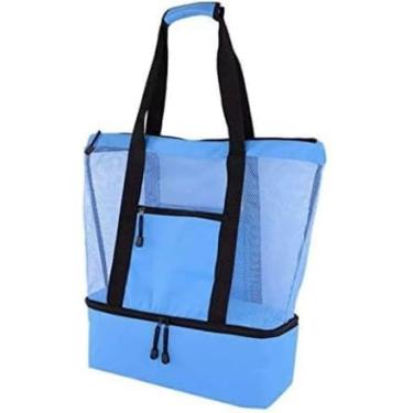 Imagem de Bolsa de Praia Grande 2 em 1 com Compartimento Térmico – Leve, Resistente à Água, Ideal para Piscina, Viagens, Piqueniques e Passeios ao Ar Livre| Azul