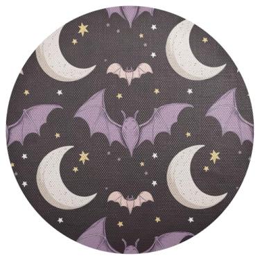 Imagem de Jogo americano Moon Bats Black Circle Conjunto de 1 tapete de PVC para festa de chá de 38 cm à prova de calor para festa de Natal