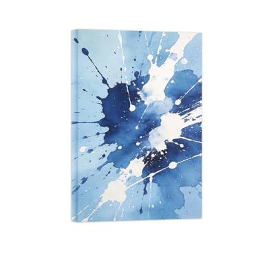Imagem de Impressões abstratas em tela-Quadro texturizado para parede-Azul e branco 3-Pintura moderna para sala de estar 30x45cm Tela Embrulhada