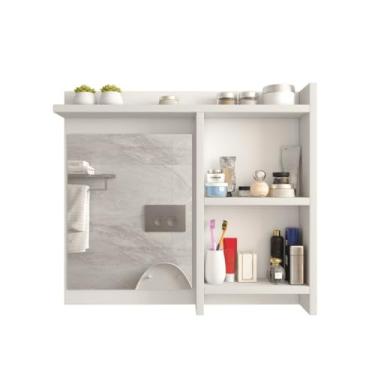 Imagem de Espelheira de Banheiro Armário Com Nicho Prateleira Espelho espelheira banheiro(Branco)