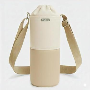 Imagem de Bolsa Térmica (MARFIM COM BEGE) RAMIERE para Garrafa de 750 ML em Couro Sintético - Coleção Cores VERÃO 2026