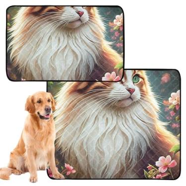 Imagem de Almofada fofa para gatos marrons coloridos para animais de estimação, gatos, cães, lavável, tapete de urina para cães fofos, à prova d'água, absorventes de treinamento de filhotes, médio + grande