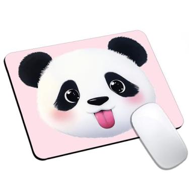 Imagem de Mouse pad rosa fofo panda pequeno, mouse pad de computador para mesa, base de borracha antiderrapante para laptop, design quadrado de 24 x 20 cm para acessórios de mesa de casa e escritório