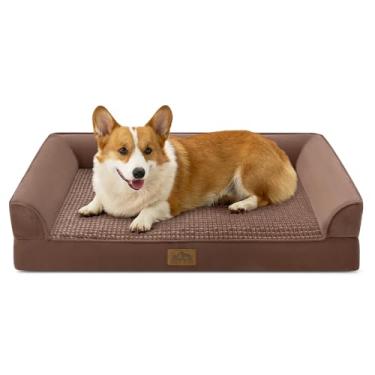 Imagem de COZY KISS Camas ortopédicas grandes para cães, sofá reforçado para animais de estimação com forro à prova d'água, sofá de espuma de caixa de ovo para animais de estimação de até 29,5 kg, em forma de U