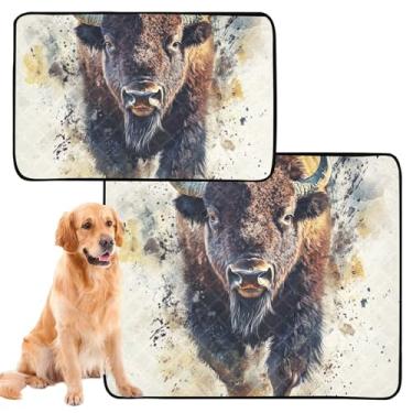 Imagem de TSENQUE Almofadas laváveis para animais de estimação, almofada extra grande de bisão absorvente de animais de estimação, impermeável, tapete de cercadinho para cães, médio + grande, conjunto de 2