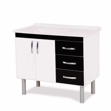 Imagem de Armário Para Cozinha Tóquio 5391 95,2cm 3 Gavetas Rorato Preto