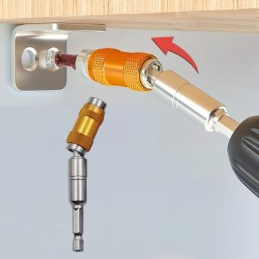 Imagem de 1 peça biela giratória hexagonal ajustável adaptador de ângulo de 360 graus para extensão de furadeira, espaço apertado, conjunto de gabinete, amarelo