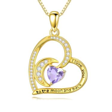 Imagem de WYDDO Colares de coração para mulheres, mãe, esposa, banhado a ouro 14 quilates, pedra do mês de nascimento, Natal, Dia dos Namorados, presentes para sua esposa, filha, mãe, One Size, Base, Pedra do