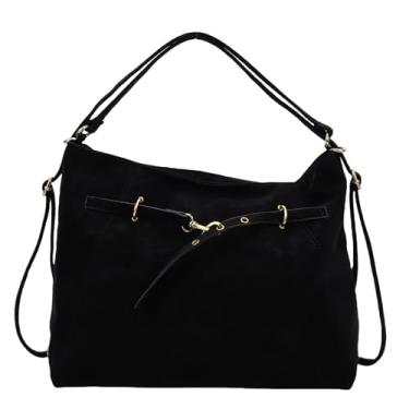 Imagem de SPYMINNPOO Bolsa Feminina, Bolsa de Ombro Casual de Couro PU de Grande Capacidade Mensageiro Elegante para Data de Escritório (Preto)