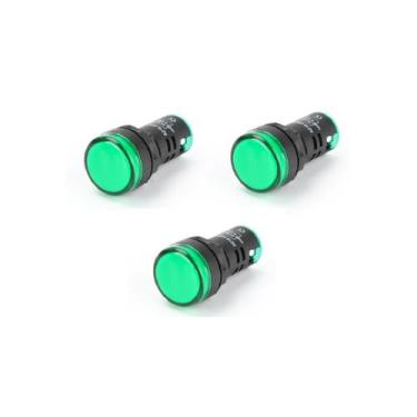 Imagem de Kit 03 Lampada Sinaleiro Led 22mm AD16-22DS - 220V - Verde - ATMX