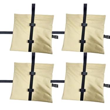 Imagem de BAHULA Sacos de areia com peso de dossel, 4 pacotes de sacos de areia impermeáveis para barraca pesos de perna sacos de areia para jardim ao ar livre tenda dossel sombras guarda-chuva, bege, 38 x 33