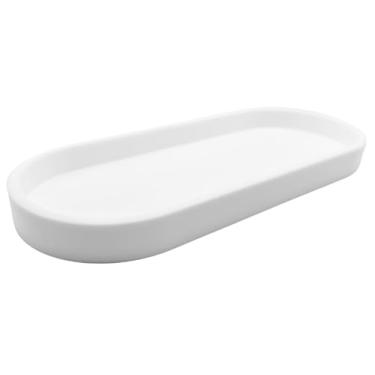 Imagem de Happitasa Bandeja de silicone premium | Organizador de banheiro e superfície com base antiderrapante resistente | Seguro para calor, lavável na lava-louças (branca)