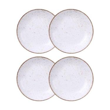 Imagem de Jogo de Pratos Fundo 4 Peças Rústico 22 cm Porcelana Decorada Tramonti