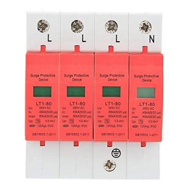 Imagem de EVGATSAUTO Protetor contra Surtos Domésticos, Dispositivo de Proteção contra Surtos Retardador de Chamas 4P 80KA Com Conjunto Removível, para Elétrico e Proteção de Aparelhos Elétricos