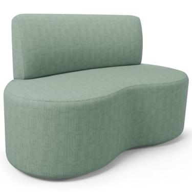 Imagem de Sofá 2 Lugares Orgânico Para Sala de Estar Living Larissa L02 Linho Menta - Lyam Decor