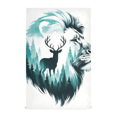 Imagem de Joisal Aquarela leão cervo bonito chá toalha de mão toalhas de prato para decoração de cozinha panos de prato panos de prato absorventes secagem rápida 45 x 71 cm, 1 pacote