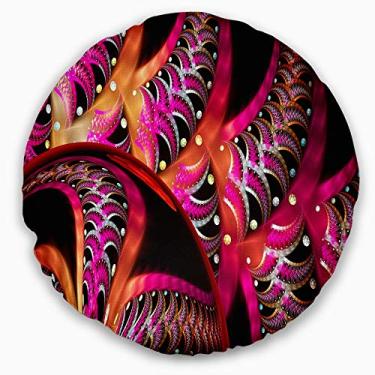 Imagem de Design exclusivo magenta fractal padrão abstrato sala de estar, sofá, almofada de alta qualidade + capa de almofada impressa em ambos os lados 40,6 cm