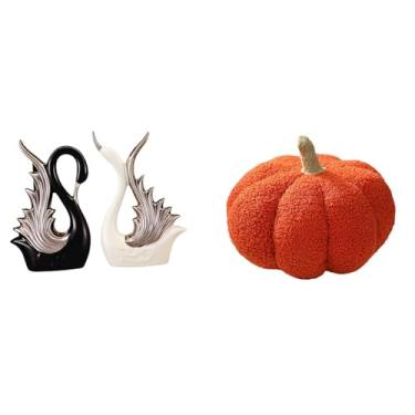 Imagem de Whtkoph Escultura de Cisne em Abóbora em Cerâmica, Almofada, Estatuetas Decorativas, Almofada para Sofá, Enfeite de Prateleira, Cama, Quarto, Decoração de Ani