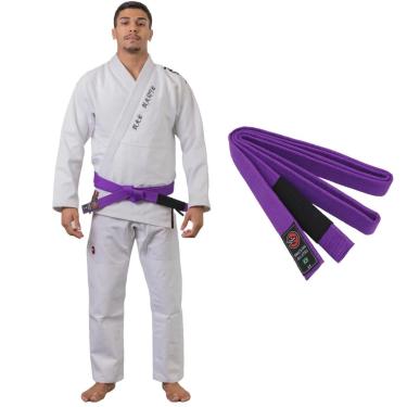 Imagem de Kimono Jiu Jitsu Hanzo Traçado Reforçado 450g Branco com Faixa Naja Extreme-Unissex