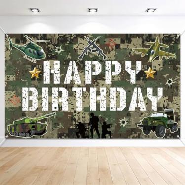 Imagem de Painel de Fundo para Festa de Aniversário Militar, 90x150cm Banner com Tema Camuflagem Decorações Fundo Camuflado Adega Fotos para Aniversário Meninos e Homens com Tema Militar