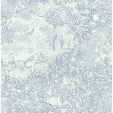 Imagem de Ismoon Papel de parede vintage de 43 cm × 240 cm papel de parede neutro azul papel de parede autoadesivo removível animais selva papel de contato para armários banheiro paredes cobrindo rolo de vinil