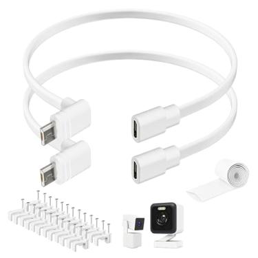 Imagem de Cabo de extensão de alimentação para câmera de 6 m (pacote com 4), compatível com Wyze Cam Pan V3, Arlo Essential, Blink Outdoor (3ª geração), cabo de carregamento micro USB em forma de L de 90 graus