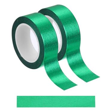 Imagem de 2 fitas Washi verdes, fitas adesivas autoadesivas de 1,5 cm x 10 m, fita dourada decorativa de folha metálica para artesanato faça você mesmo, scrapbook, decoração de férias em casa