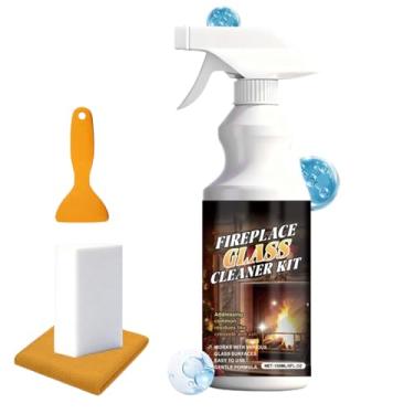 Imagem de de Lareira,Com Esponja e Removedor de Fuligem | Kit de de Vidro para Fogão a Lenha 150ml,para Creosoto Fuligem Grelhas de Aço Tijolo Pedra Cozinha Exterior e Interior