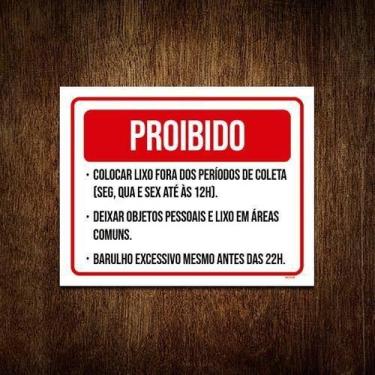 Imagem de Kit 3 Placa Proibido Lixo Objetos Pessoas Barulho - Sinalizo